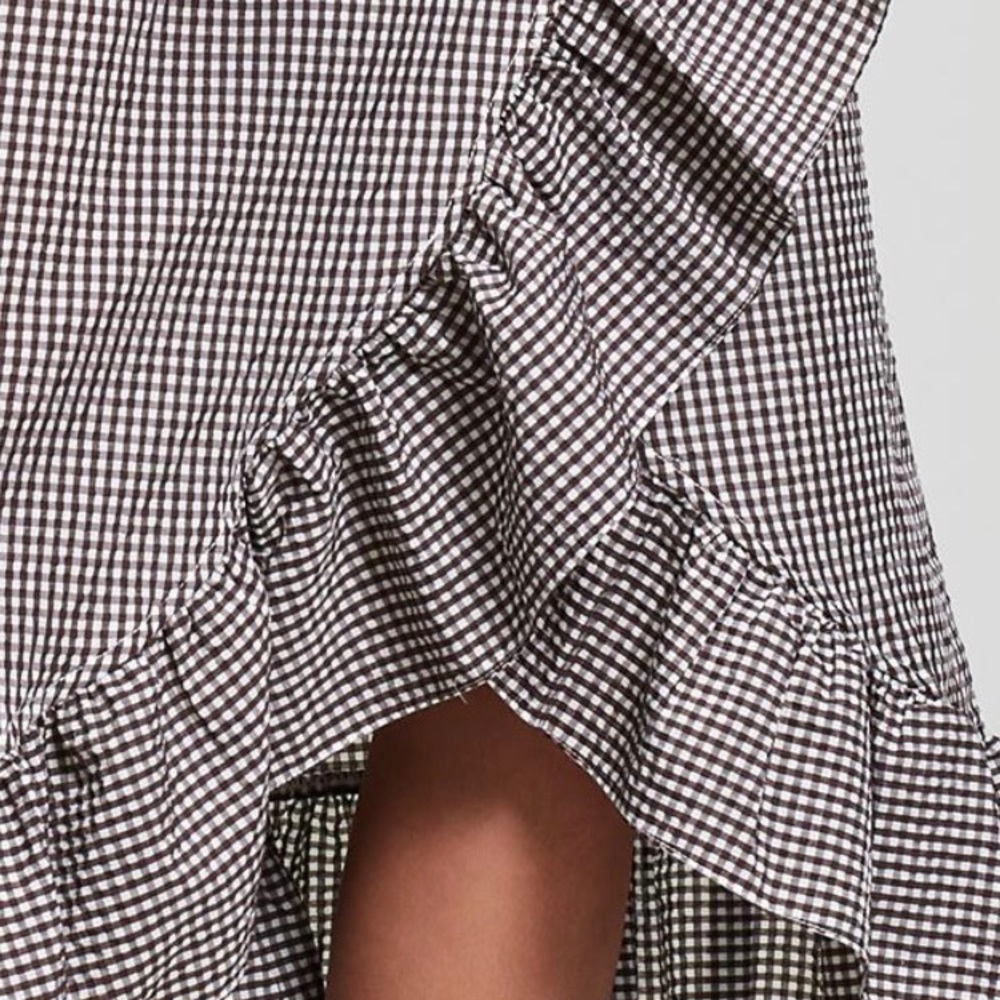 GANNI CHARRON GINGHAM WRAP DRESS - Picture 3 of 6